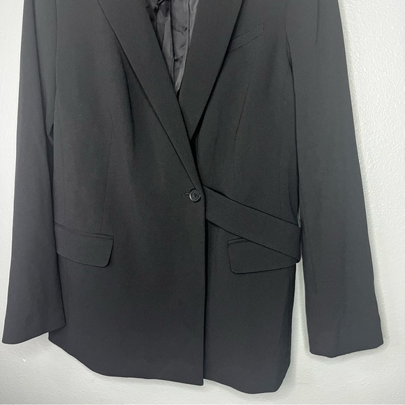Calvin Klein One Button Strap Blazer Jacket Women 16 Black Lined Career Casual - Picture 3 of 10